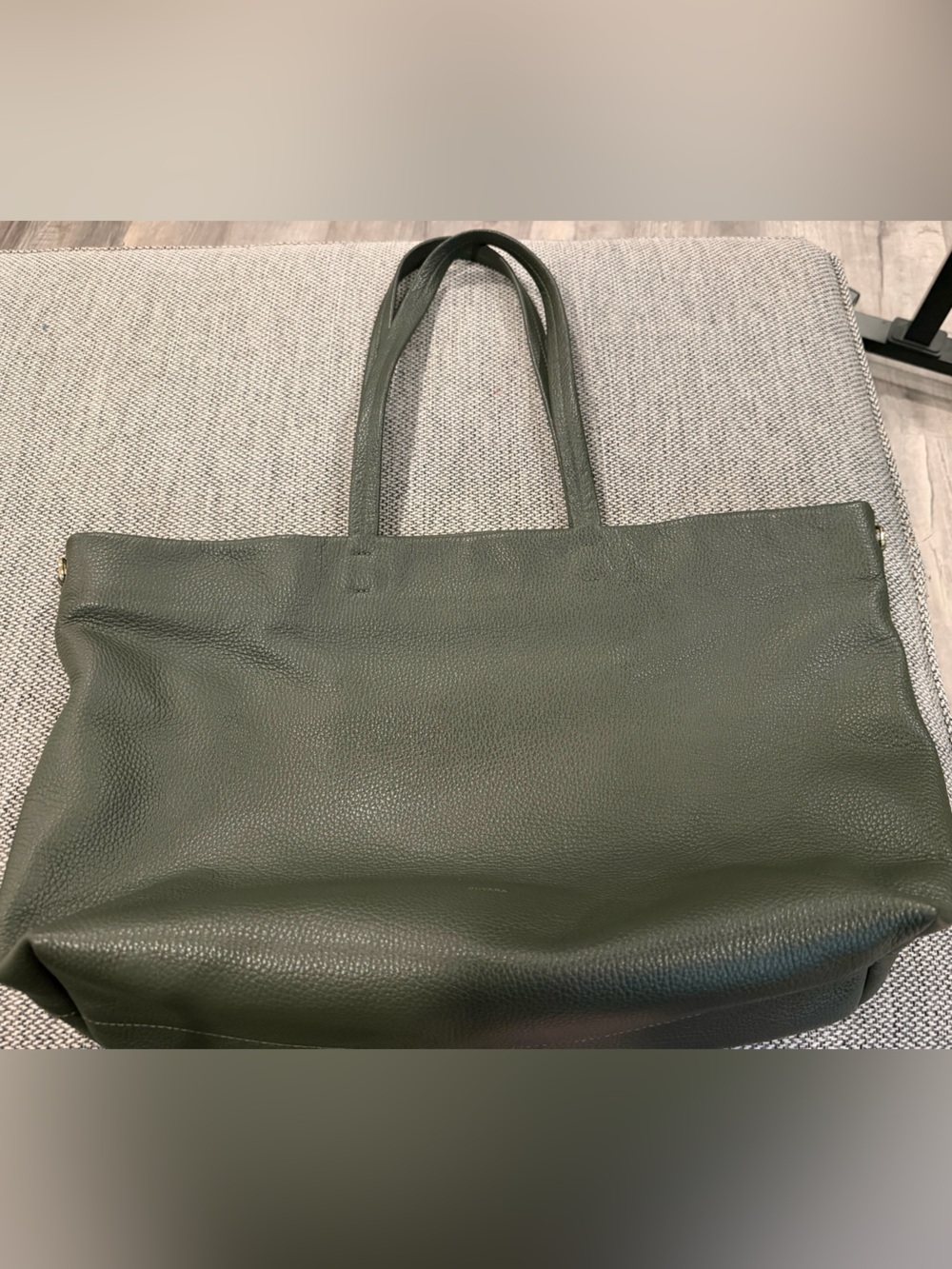 Cuyana Classic Easy Zipper Tote Dark Olive Leather Large Work Bag GUC